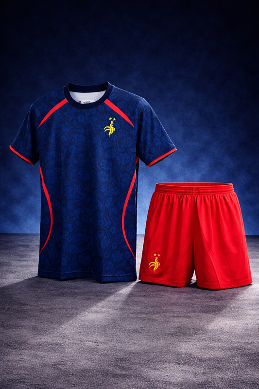 Ensemble France bleu/rouge - T-shirt & Short Adultes